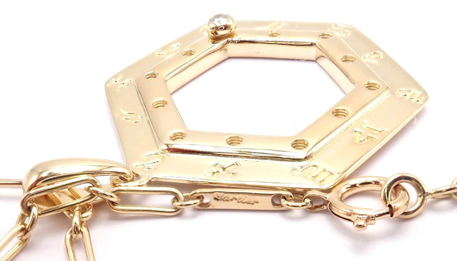 Vintage Cartier Zodiac 18k Yellow Gold Diamond Pendant Link Chain Necklace | Fortrove