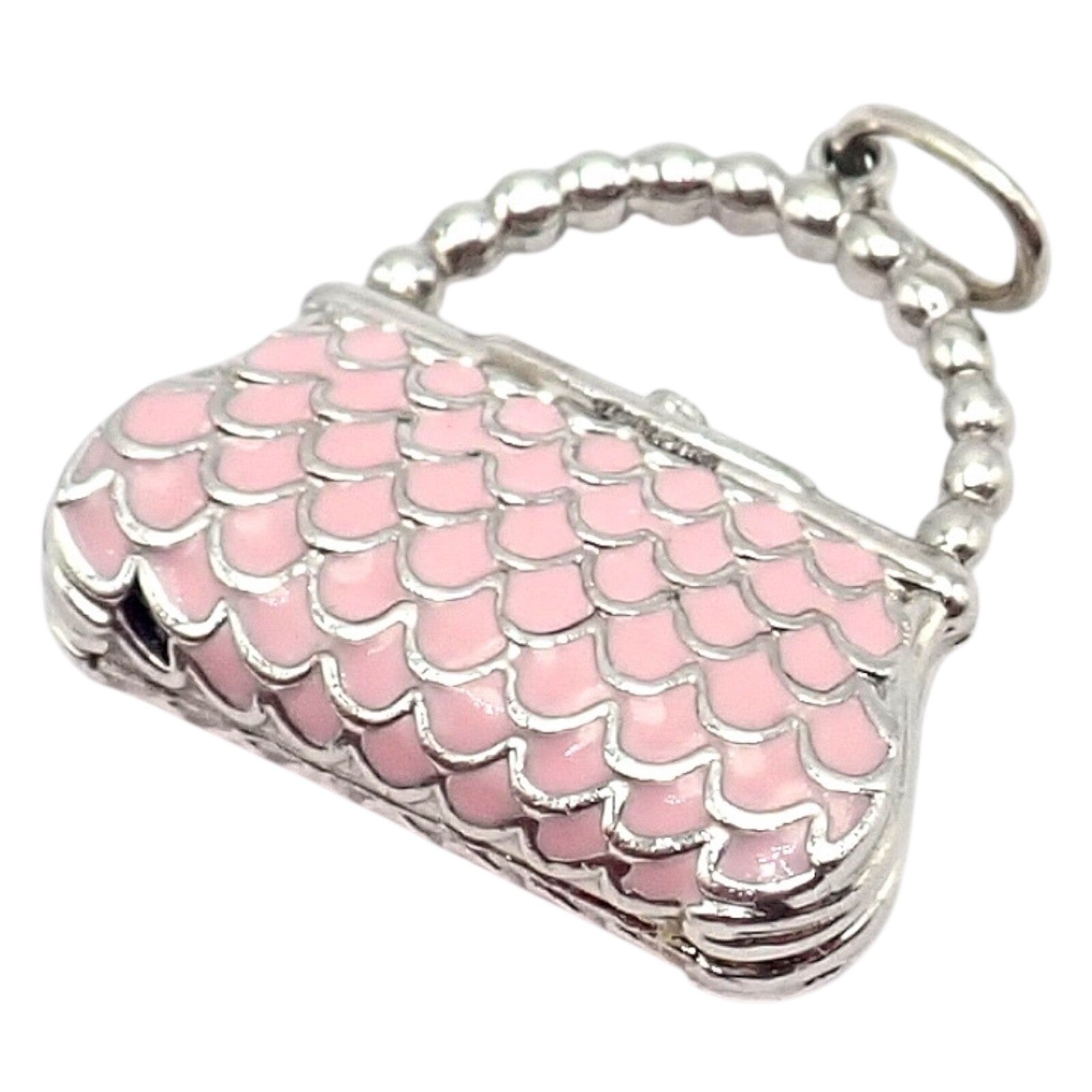 Tiffany & Co. Jewelry & Watches:Fine Jewelry:Necklaces & Pendants Tiffany & Co. Platinum Pink Enamel Diamond Handbag Purse Bag Charm Pendant