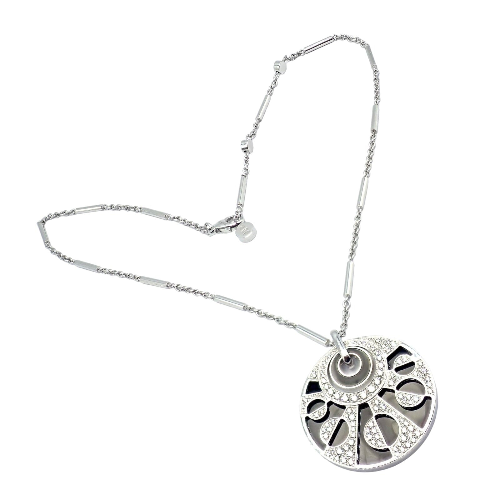 Bulgari Jewelry & Watches:Fine Jewelry:Necklaces & Pendants Authentic Bvlgari Bulgari Intarsio 18k White Gold 5ctw Diamond Onyx 18" Necklace