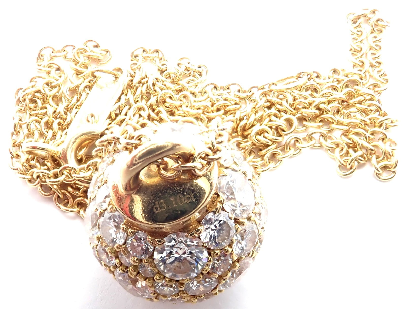 Tiffany & Co. Jewelry & Watches:Fine Jewelry:Necklaces & Pendants Authentic! Tiffany & Co 18k Yellow Gold Hardware Diamond Ball Pendant Necklace