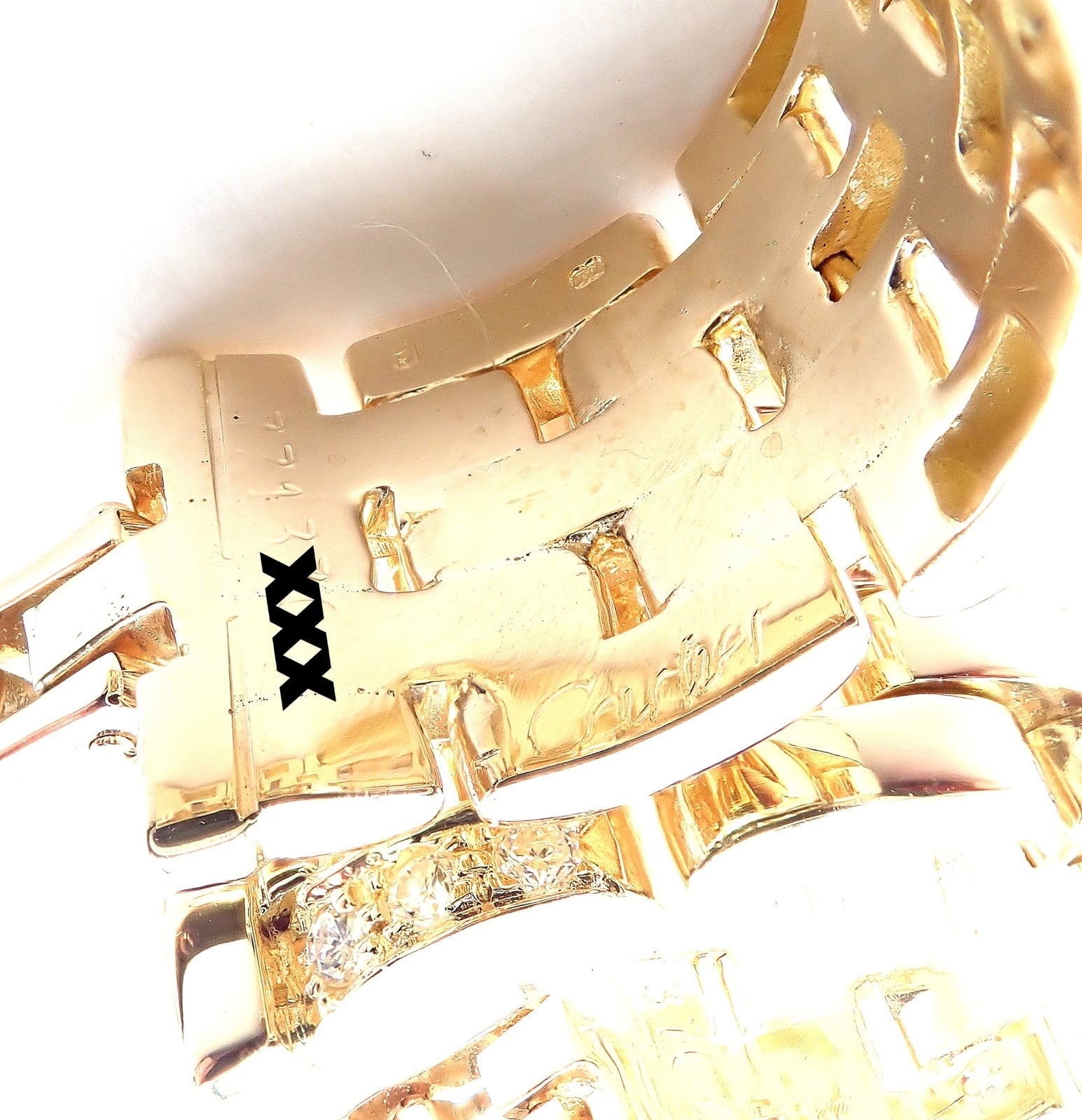 Authentic Cartier Maillon Panthere 18K Gold Diamond Five Row Link Gold Earrings | Fortrove
