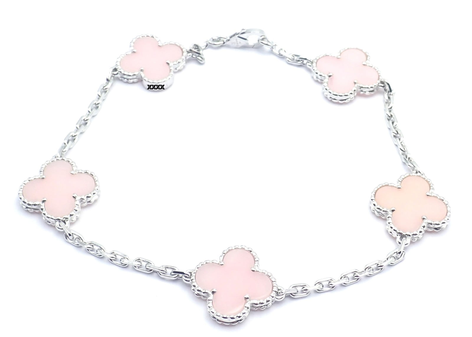 Van Cleef & Arpels Jewelry & Watches:Fine Jewelry:Bracelets & Charms Authentic! Van Cleef & Arpels Alhambra 18k White Gold Pink Opal Bracelet Cer.