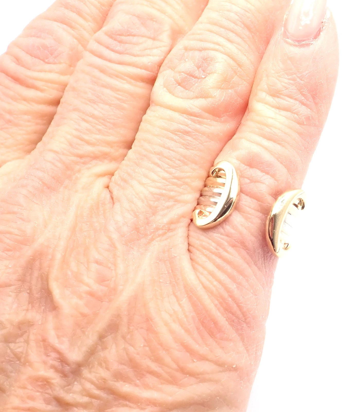 Authentic! Cartier 18k Tri-Color Gold Double C Band Ring Size 4.5 | Fortrove