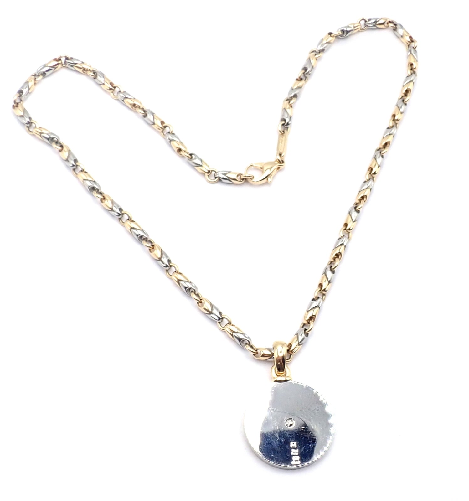 Authentic! Bulgari Bvlgari 18k Yellow Gold Steel Diamond Zodiac Pendant Necklace | Fortrove