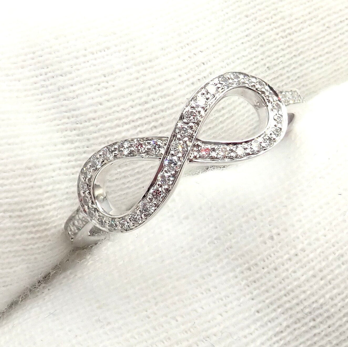 Tiffany & Co. Jewelry & Watches:Vintage & Antique Jewelry:Rings Tiffany & Co Platinum 0.12ct Diamond Infinity Stacking Ring sz 6.5