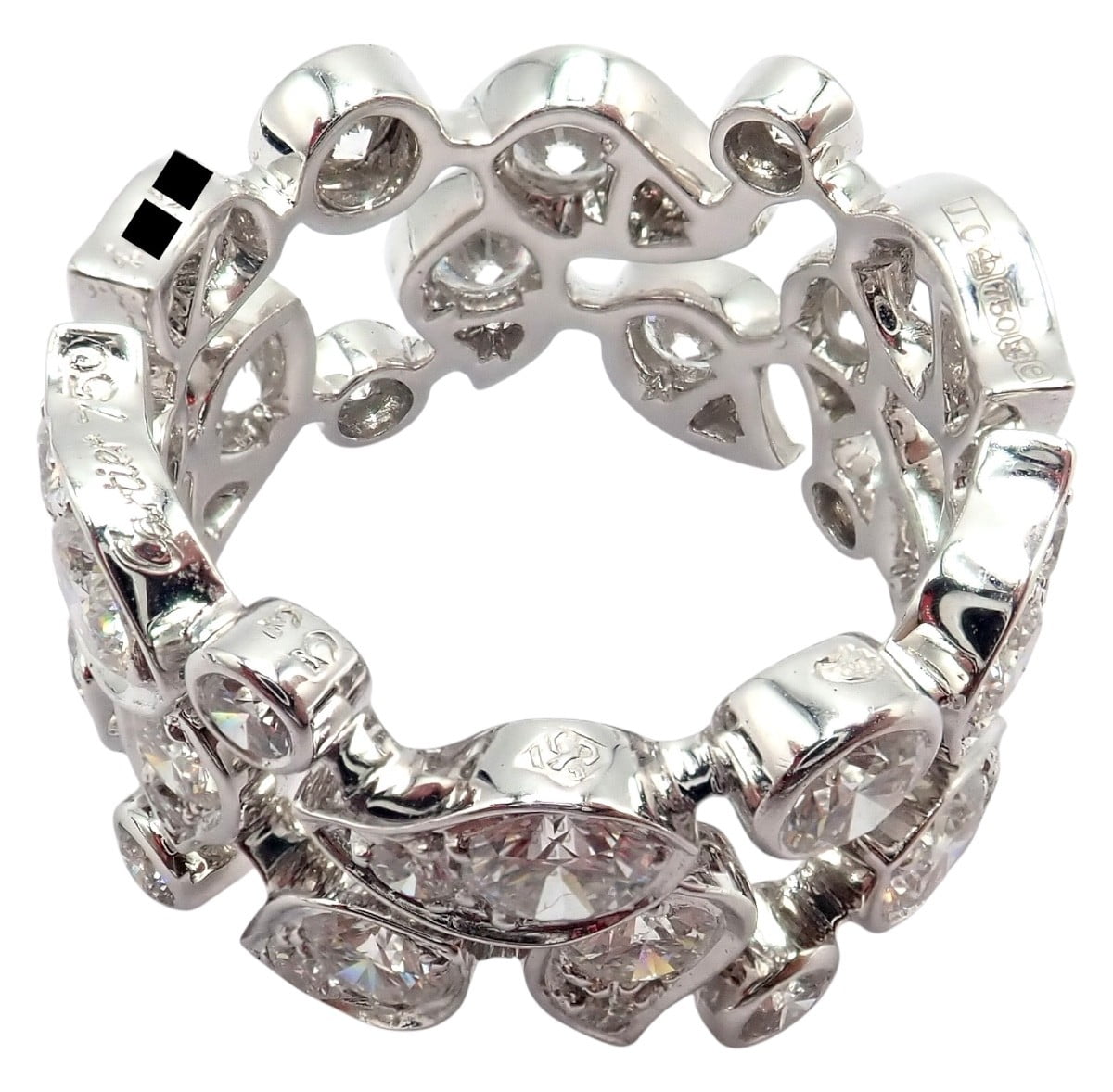 Cartier Jewelry & Watches:Fine Jewelry:Rings Authentic! Cartier 18k White Gold Diamond Leaf Wide Band Ring Size 53