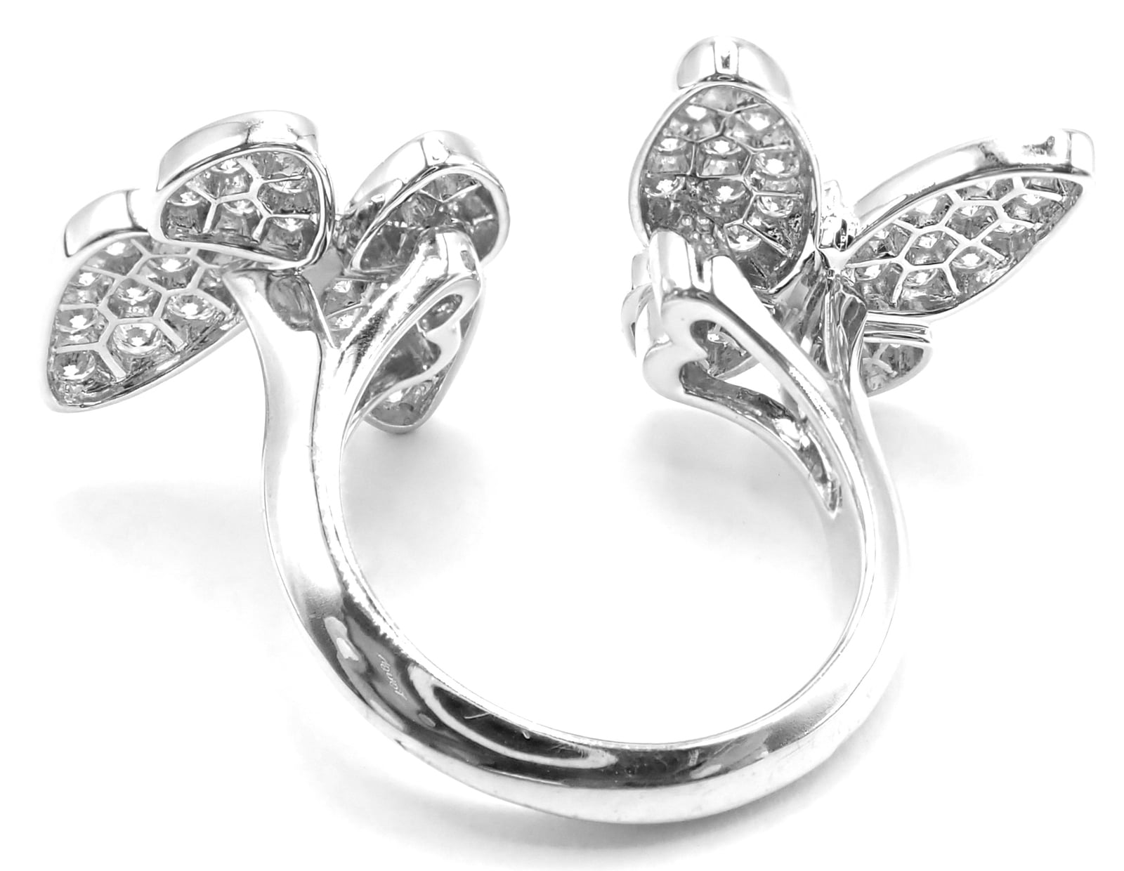 Cartier Jewelry & Watches:Fine Jewelry:Rings Van Cleef & Arpels 18k White Gold Diamond Two Butterfly Between Finger Ring