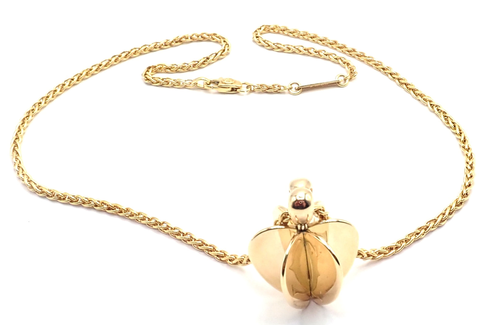 Authentic! Cartier 18k Yellow Gold Double C 3D Apple Pendant Chain Necklace | Fortrove