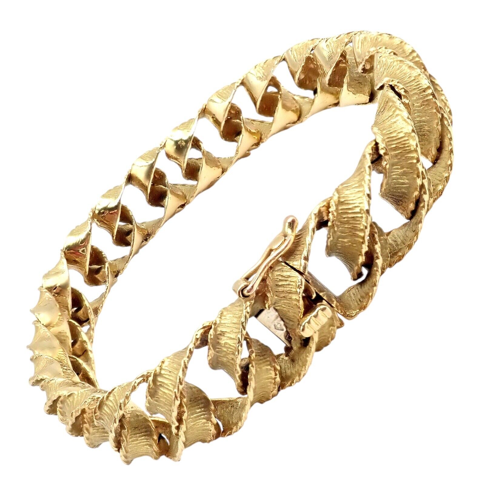 Authentic! Vintage Tiffany & Co 18k Yellow Gold France Ribbon Curb Bracelet 1987 | Fortrove