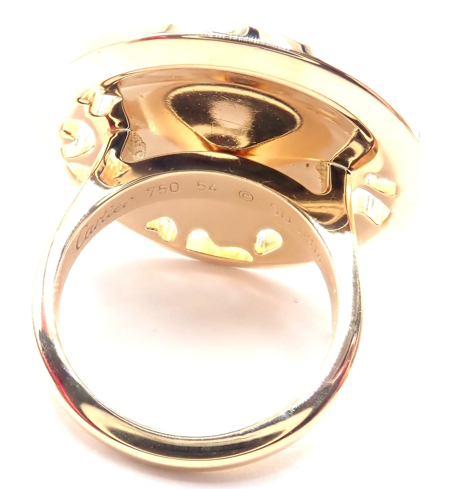 Authentic! Cartier Panther 18k Yellow Gold Diamond Lacquer Tsavorite Ring | Fortrove
