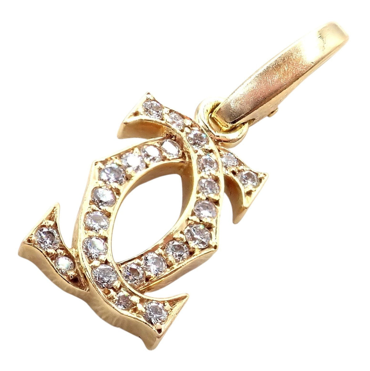 Cartier Jewelry & Watches:Fine Jewelry:Necklaces & Pendants Authentic! Vintage Cartier 18k Yellow Gold Diamond Double C Charm Pendant