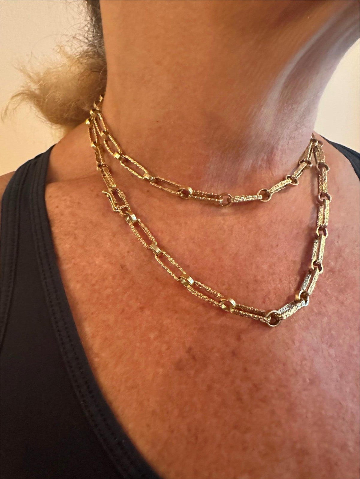 Rare! Vintage Estate 18k Yellow Gold Long 30" Paperclip Necklace 56.8g | Fortrove