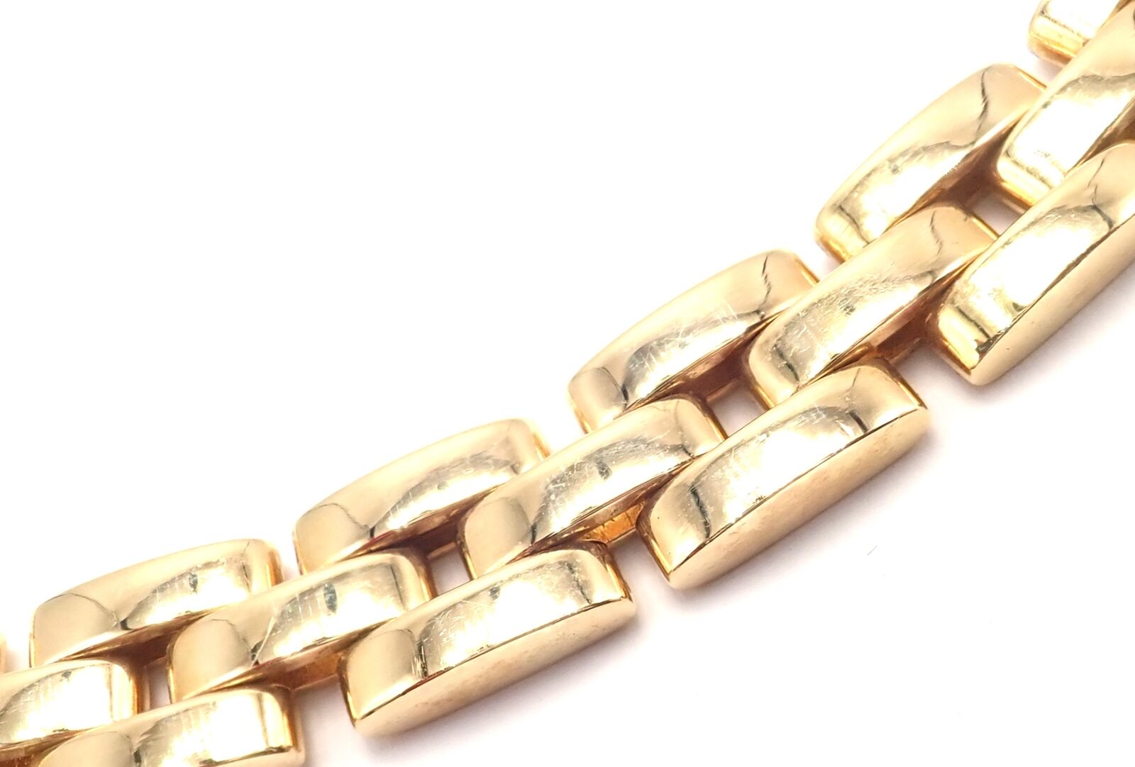 Authentic! Cartier 3 Row Maillon Panther Panthere 18k Yellow Gold Link Necklace | Fortrove