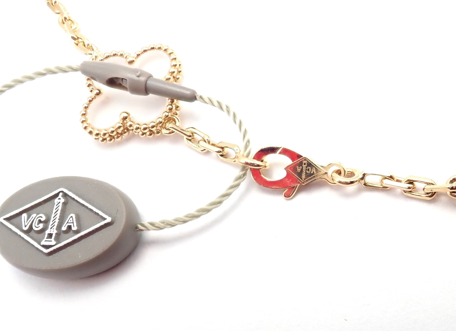 Van Cleef & Arpels Jewelry & Watches:Fine Jewelry:Necklaces & Pendants Van Cleef & Arpels 18k Yellow Gold 20 Motif Alhambra Rock Crystal Necklace Cert