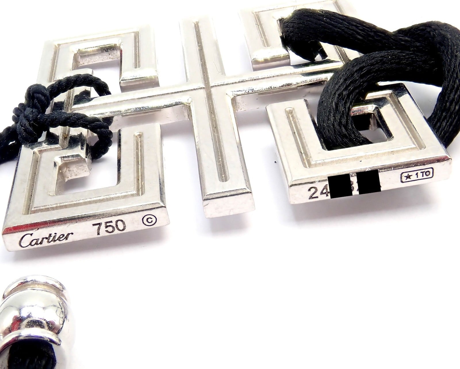 Cartier Jewelry & Watches:Fine Jewelry:Necklaces & Pendants Authentic! Cartier Le Baiser Du Dragon 18k White Gold Ruby Silk Cord Necklace