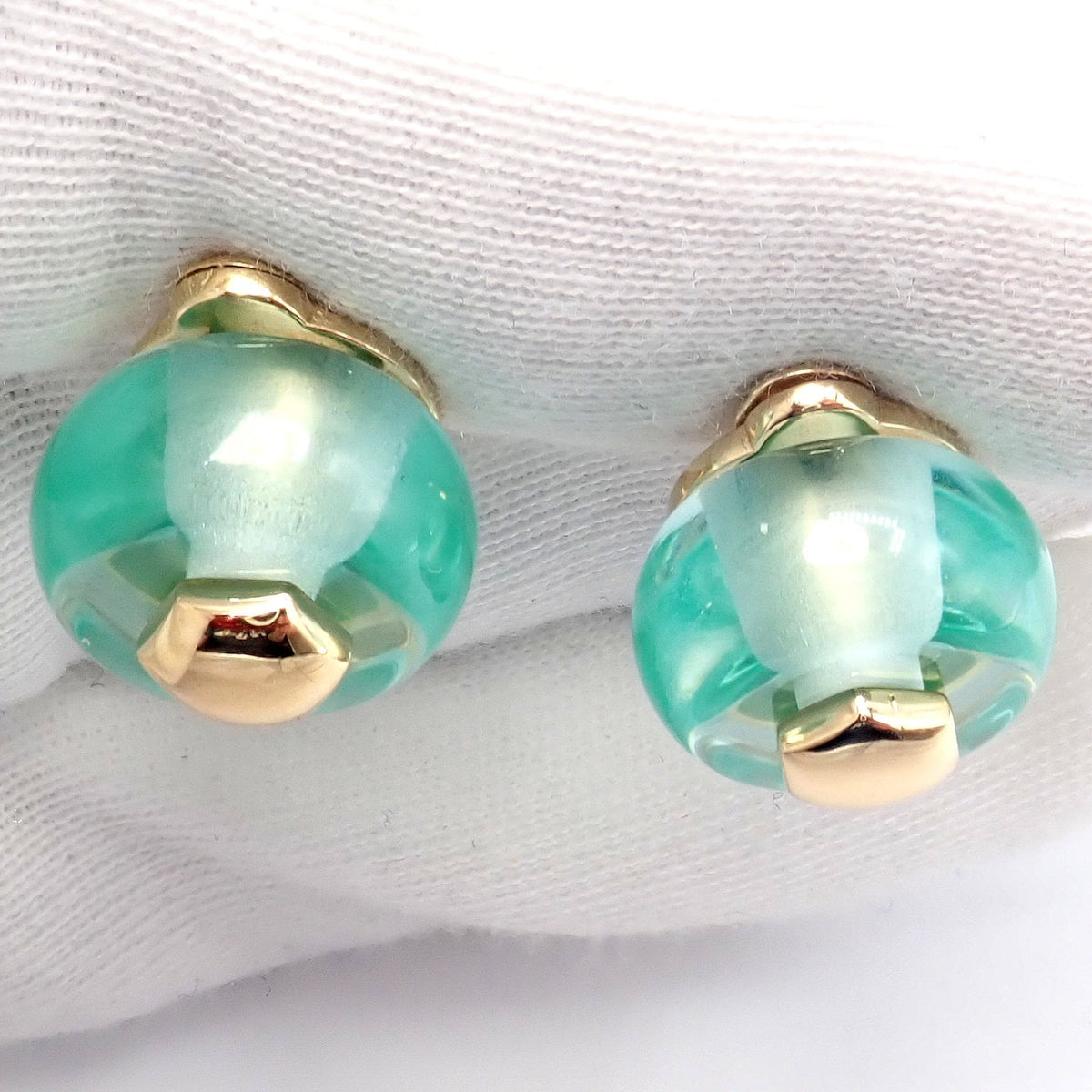 Marina B Jewelry & Watches:Fine Jewelry:Earrings Authentic! Vintage Marina B 18k Yellow Gold Pneu Crystal Earrings