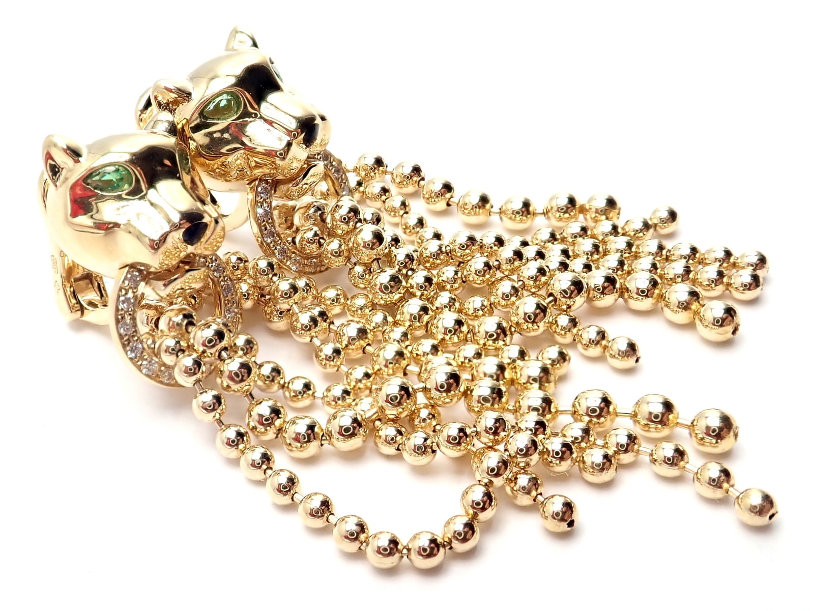 Cartier Jewelry & Watches:Fine Jewelry:Earrings Authentic! Cartier Panther Panthere 18k Gold Diamond Tsavorite Onyx Earrings