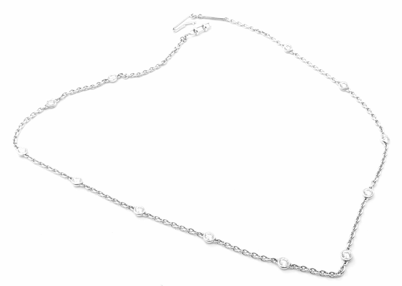 Cartier Jewelry & Watches:Fine Jewelry:Necklaces & Pendants Authentic! Cartier 18k White Gold 1.5ct Diamond By The Yard Chain Necklace
