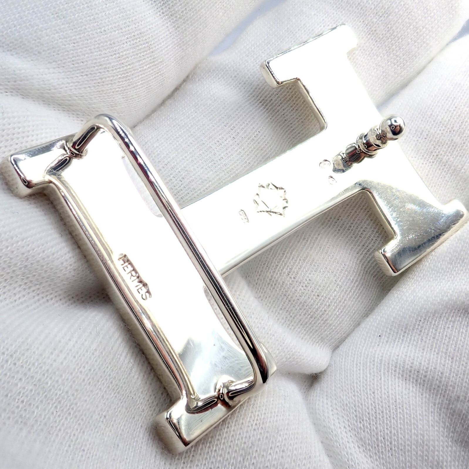 Rare! Hermes Silver Signature Classic Large H Belt Buckle 32m | Fortrove