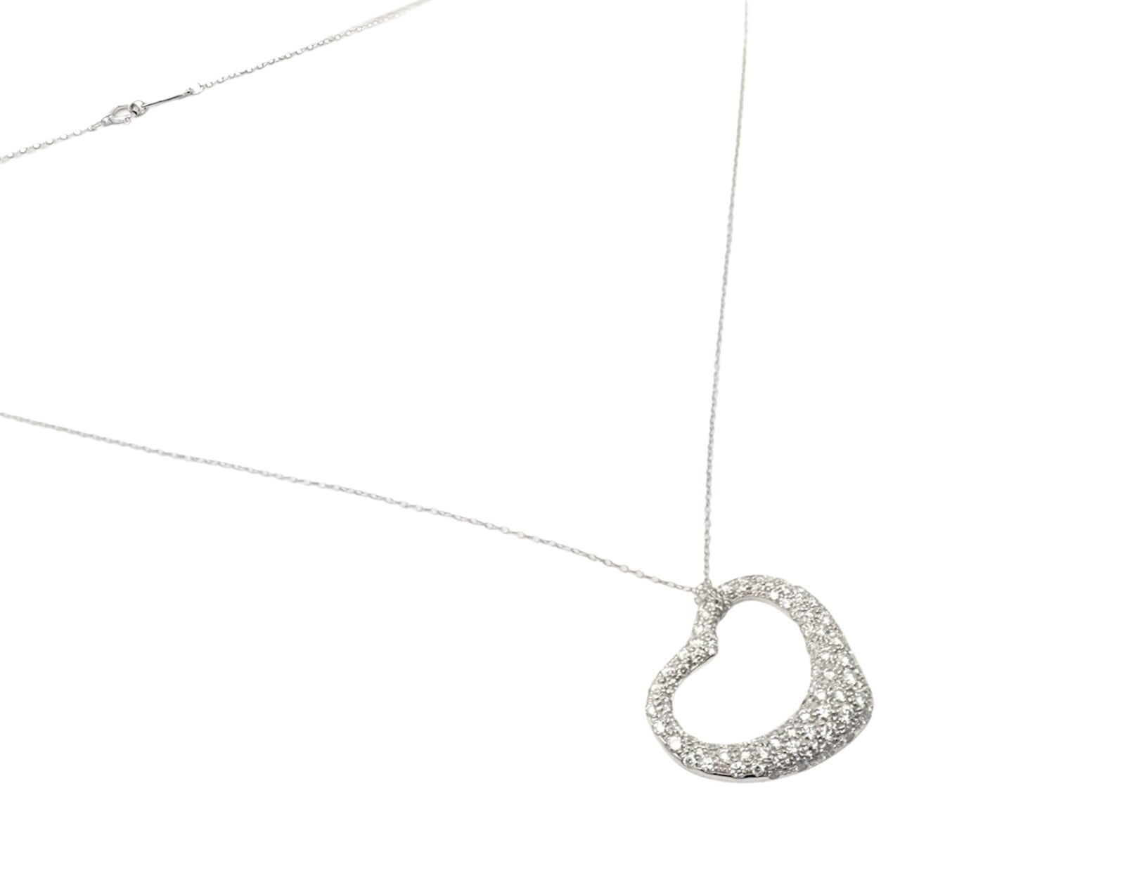 Tiffany & Co. Jewelry & Watches:Fine Jewelry:Necklaces & Pendants Authentic! Tiffany & Co Elsa Peretti Platinum Diamond Large Open Heart Necklace