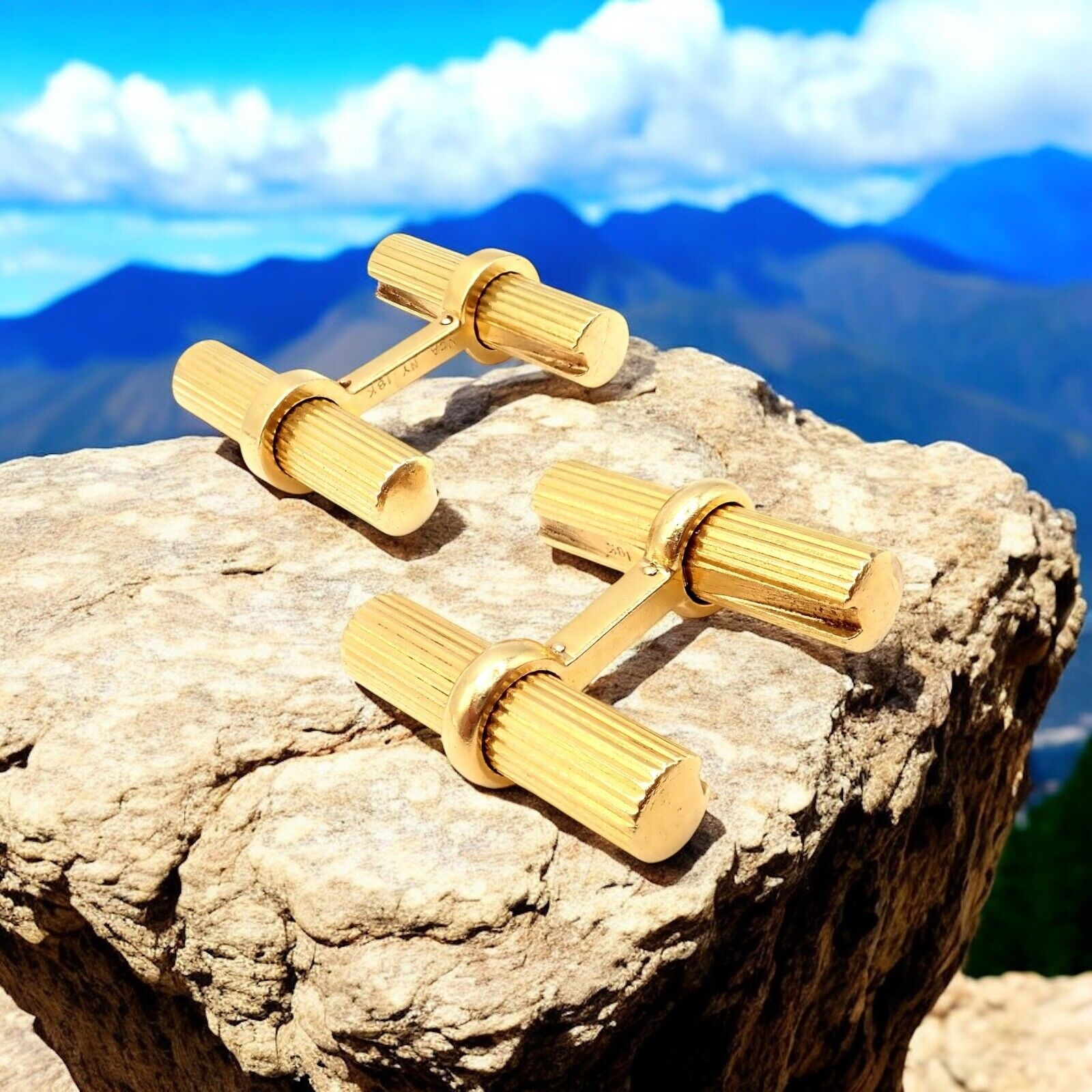 Vintage! Authentic Van Cleef & Arpels 18k Yellow Gold Bar Cufflinks | Fortrove
