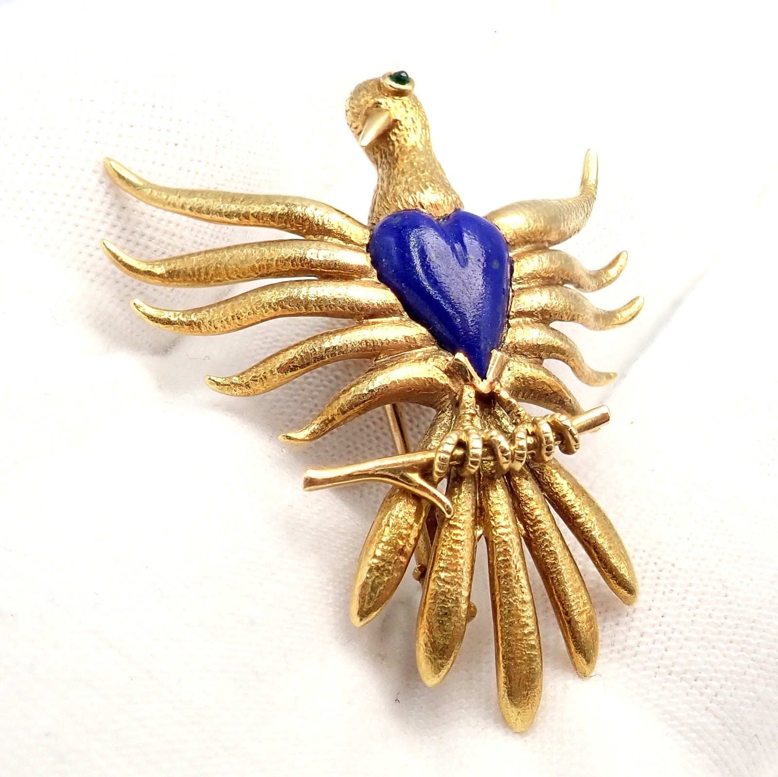 Rare! Tiffany & Co Schlumberger 18k Yellow Gold Lapis Phoenix Brooch Pin 1960's | Fortrove