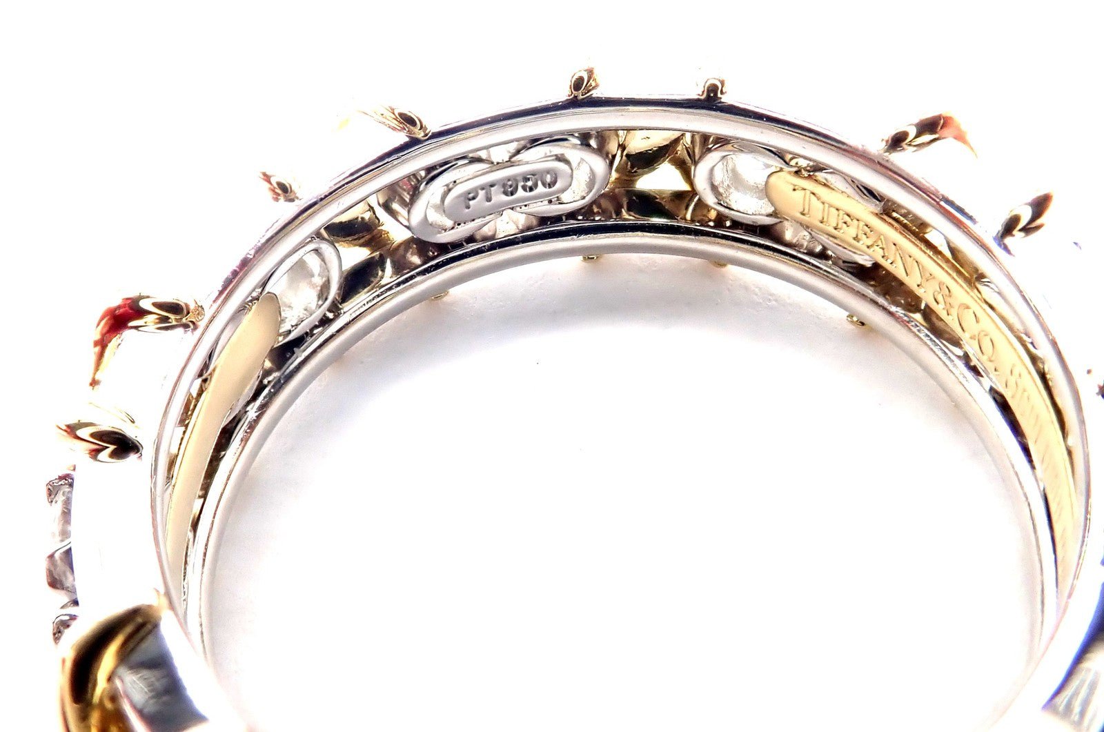 Tiffany & Co Schlumberger 18k Gold Platinum 16 Stone Diamond Band Ring Size 6 | Fortrove