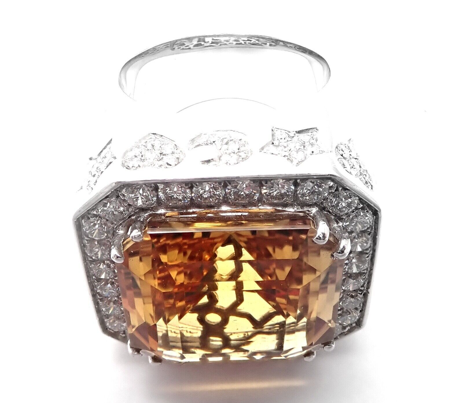 PASQUALE BRUNI Jewelry & Watches:Fine Jewelry:Rings Authentic! Pasquale Bruni 18k White Gold Diamond Citrine Large Ring