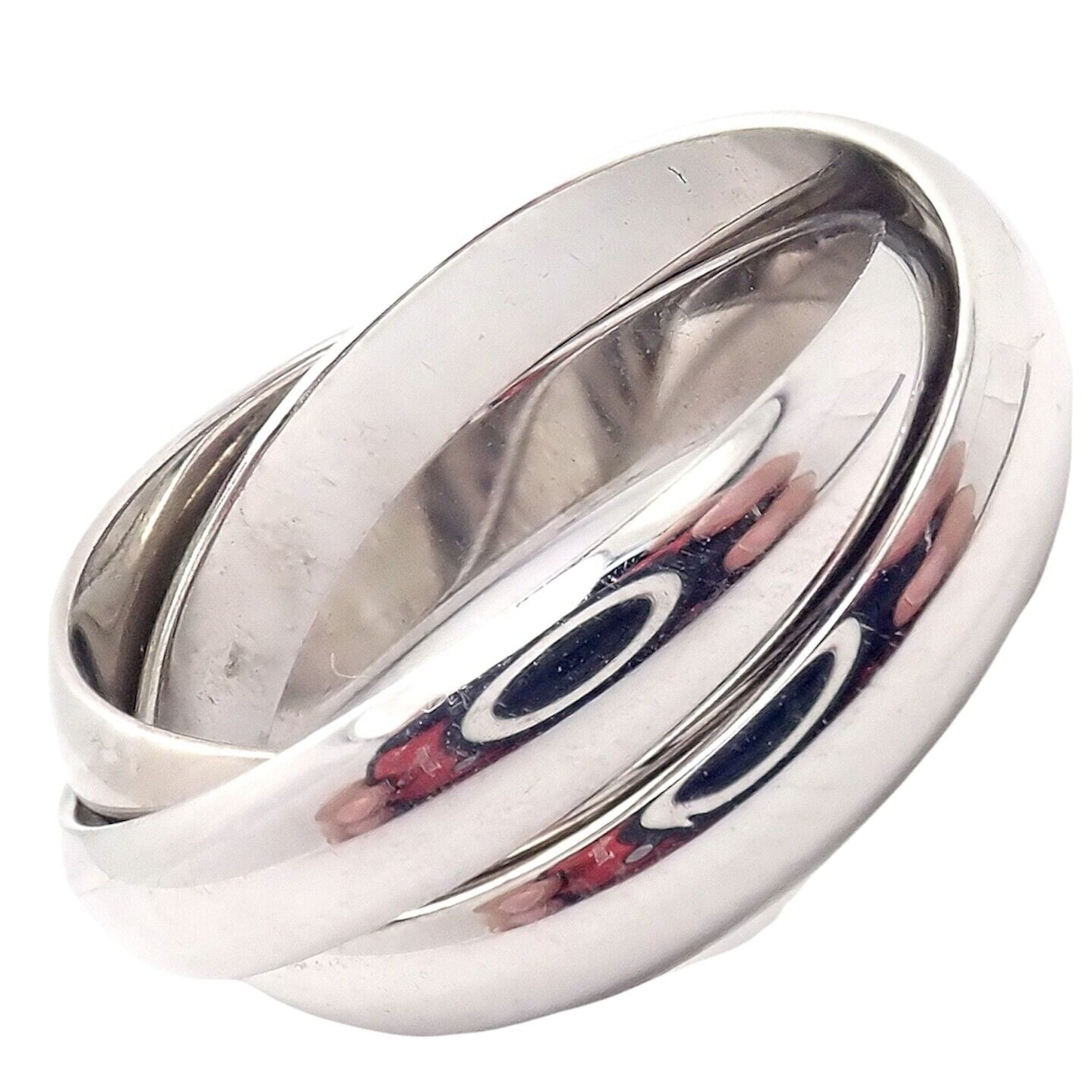 Authentic! Cartier 18k White Gold Trinity Band Ring Size 53 US 6.25 | Fortrove