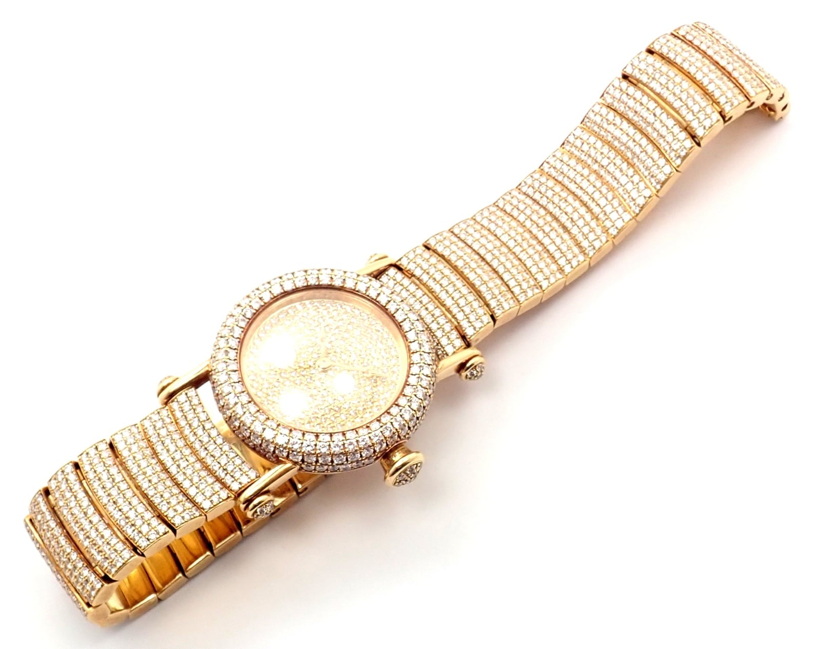 Cartier Jewelry & Watches:Watches, Parts & Accessories:Watches:Wristwatches Authentic! Cartier Diabolo Pave 15ct Diamond 18k Yellow Gold Quartz Watch 1450