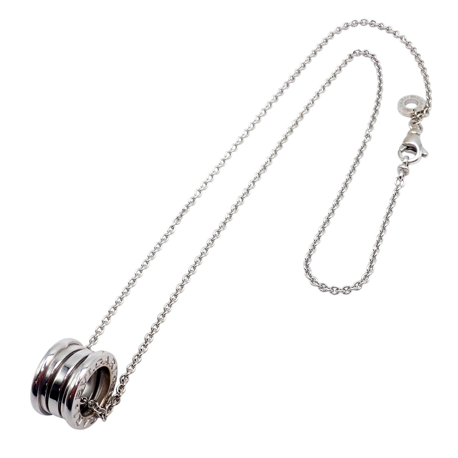 Authentic! Bulgari Bvlgari 18k White Gold B.Zero1 Pendant Necklace Box + Papers | Fortrove