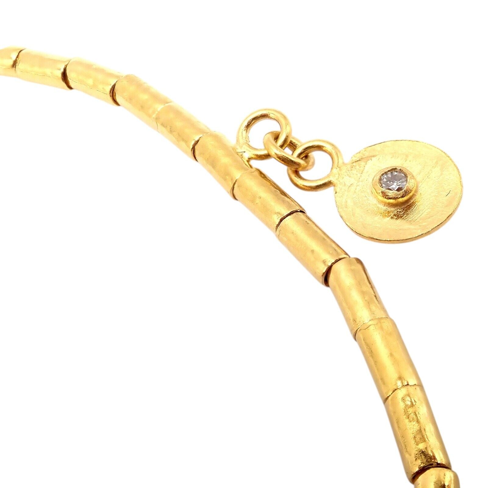 Authentic! Gurhan 24k Yellow Gold Diamond Lentil Necklace | Fortrove