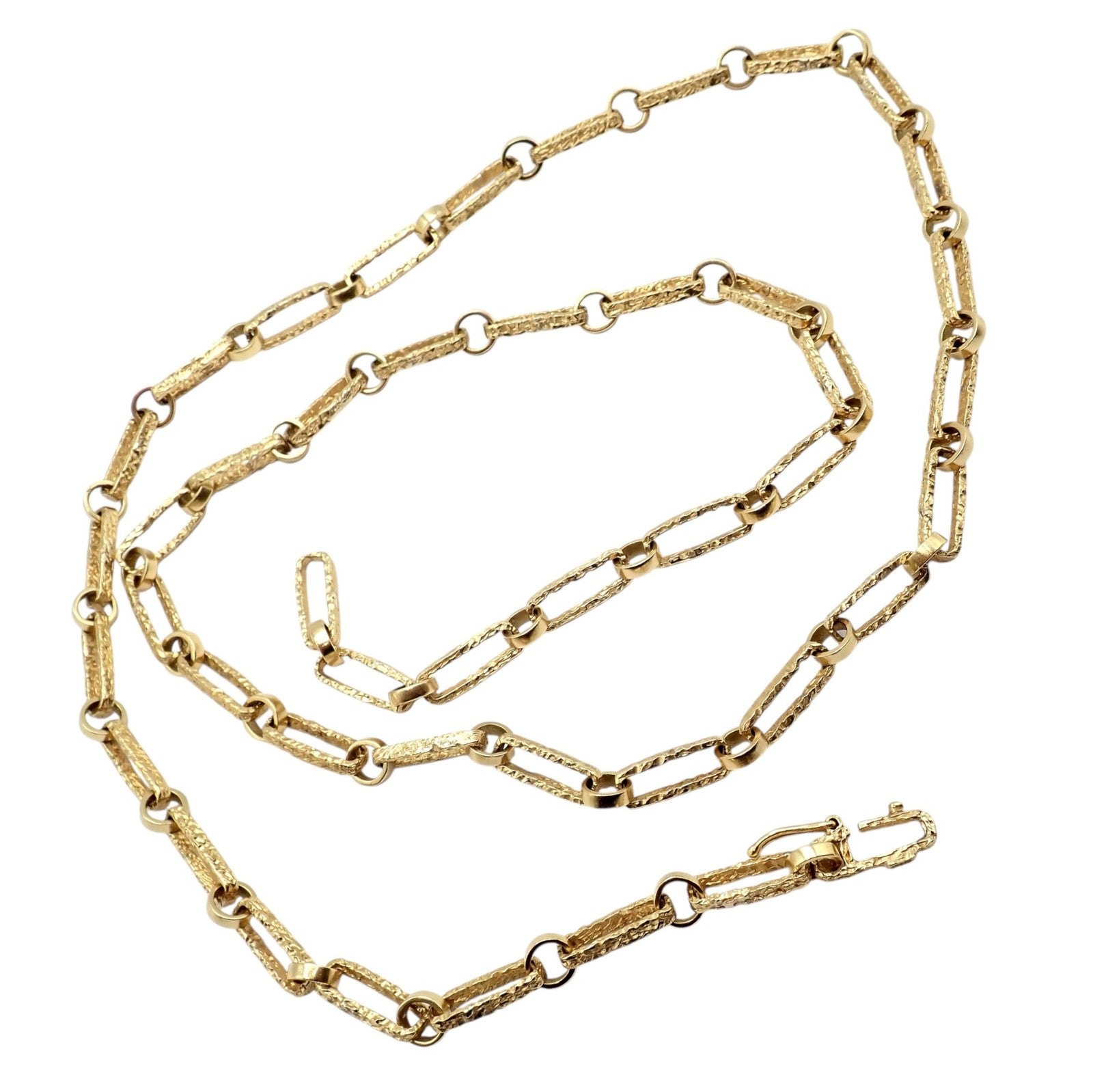 Rare! Vintage Estate 18k Yellow Gold Long 30" Paperclip Necklace 56.8g | Fortrove