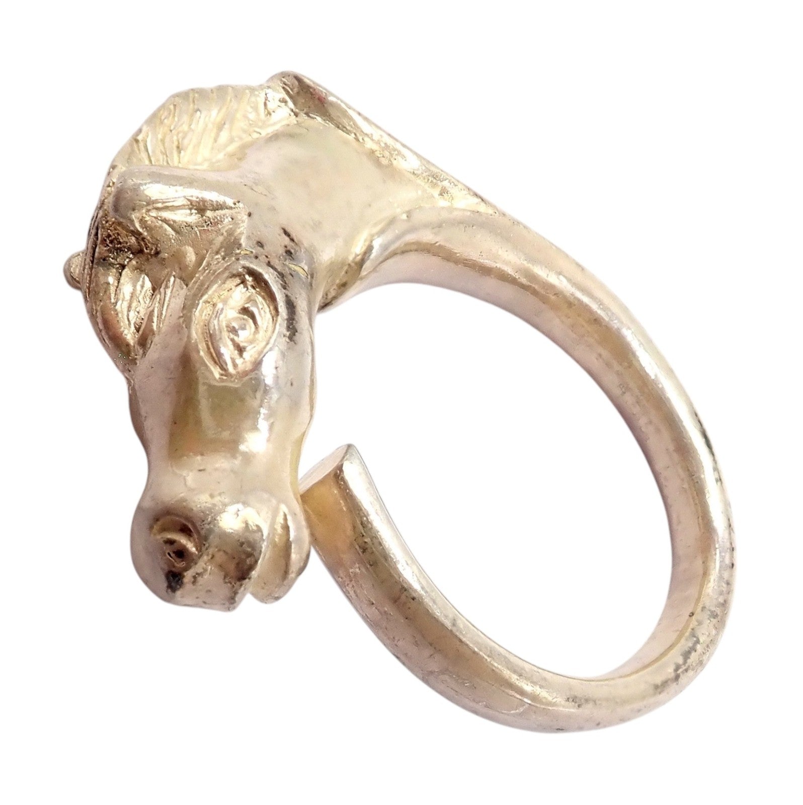 Authentic! Hermes Silver Horse Cheval Band Ring | Fortrove