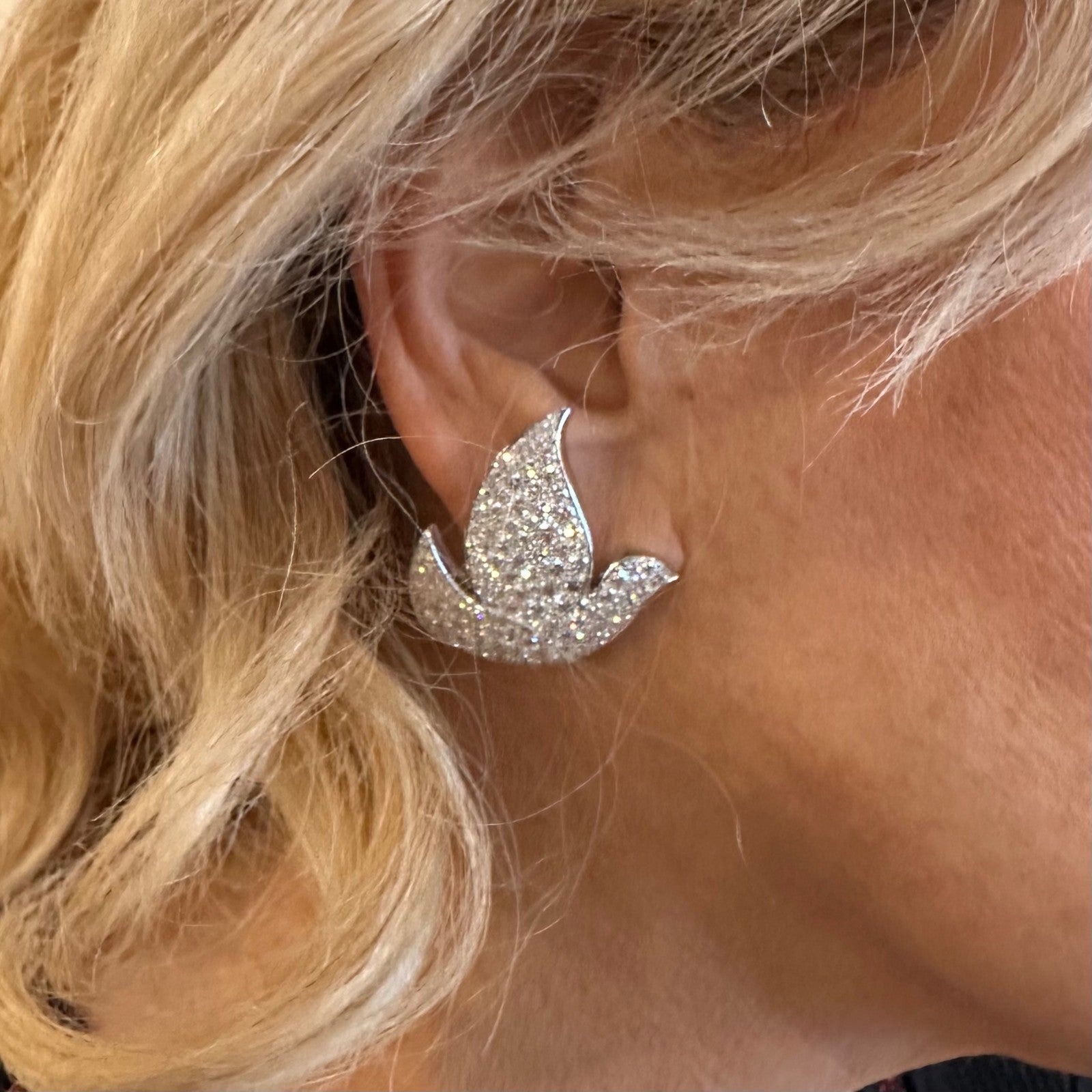 Authentic! Cartier Colombe Dove Of Peace 18k White Gold Diamond Earrings Paper | Fortrove