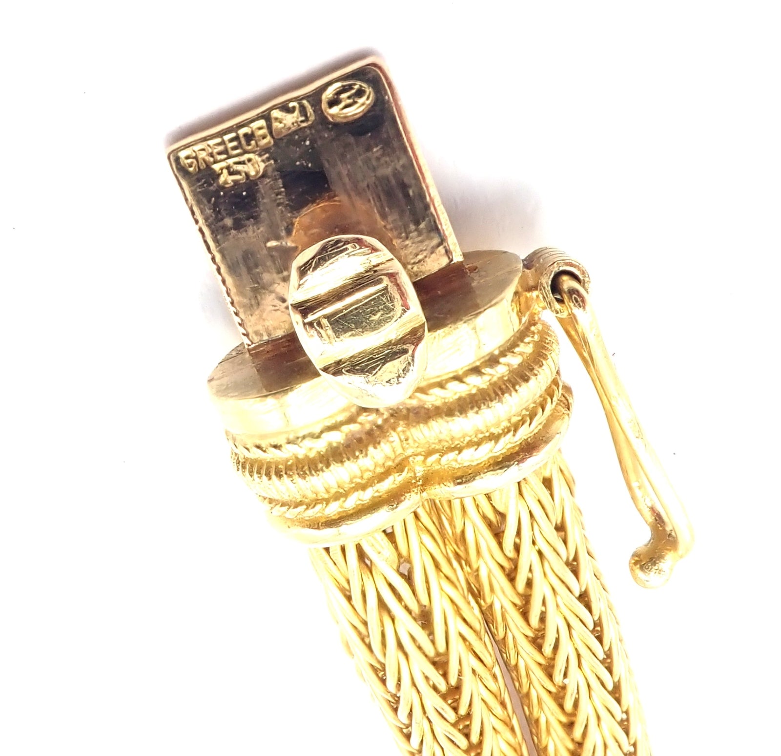 Authentic! Ilias Lalaounis 18k Yellow Gold Diamond Rock Crystal Bangle Bracelet | Fortrove