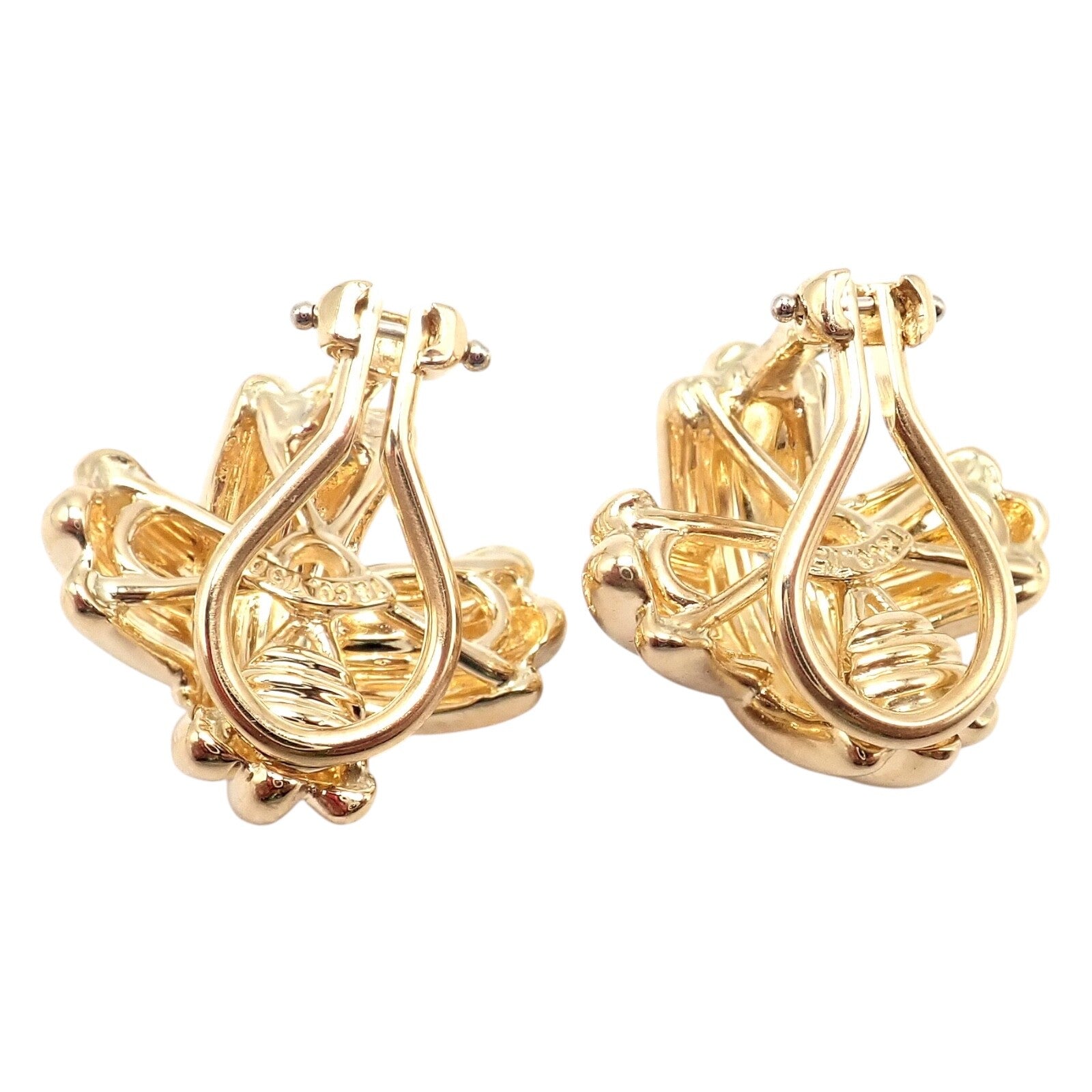 Authentic! Vintage Tiffany & Co X Kiss 18k Yellow Gold Medium Earrings | Fortrove