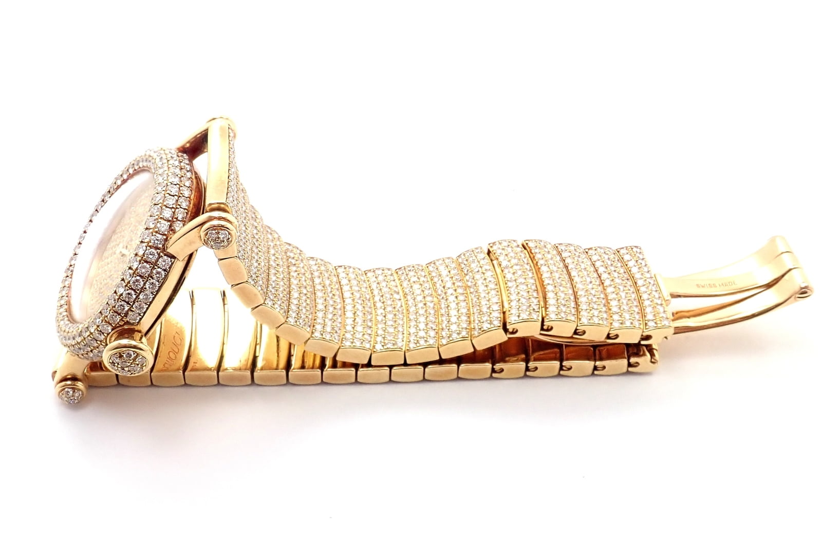 Cartier Jewelry & Watches:Watches, Parts & Accessories:Watches:Wristwatches Authentic! Cartier Diabolo Pave 15ct Diamond 18k Yellow Gold Quartz Watch 1450