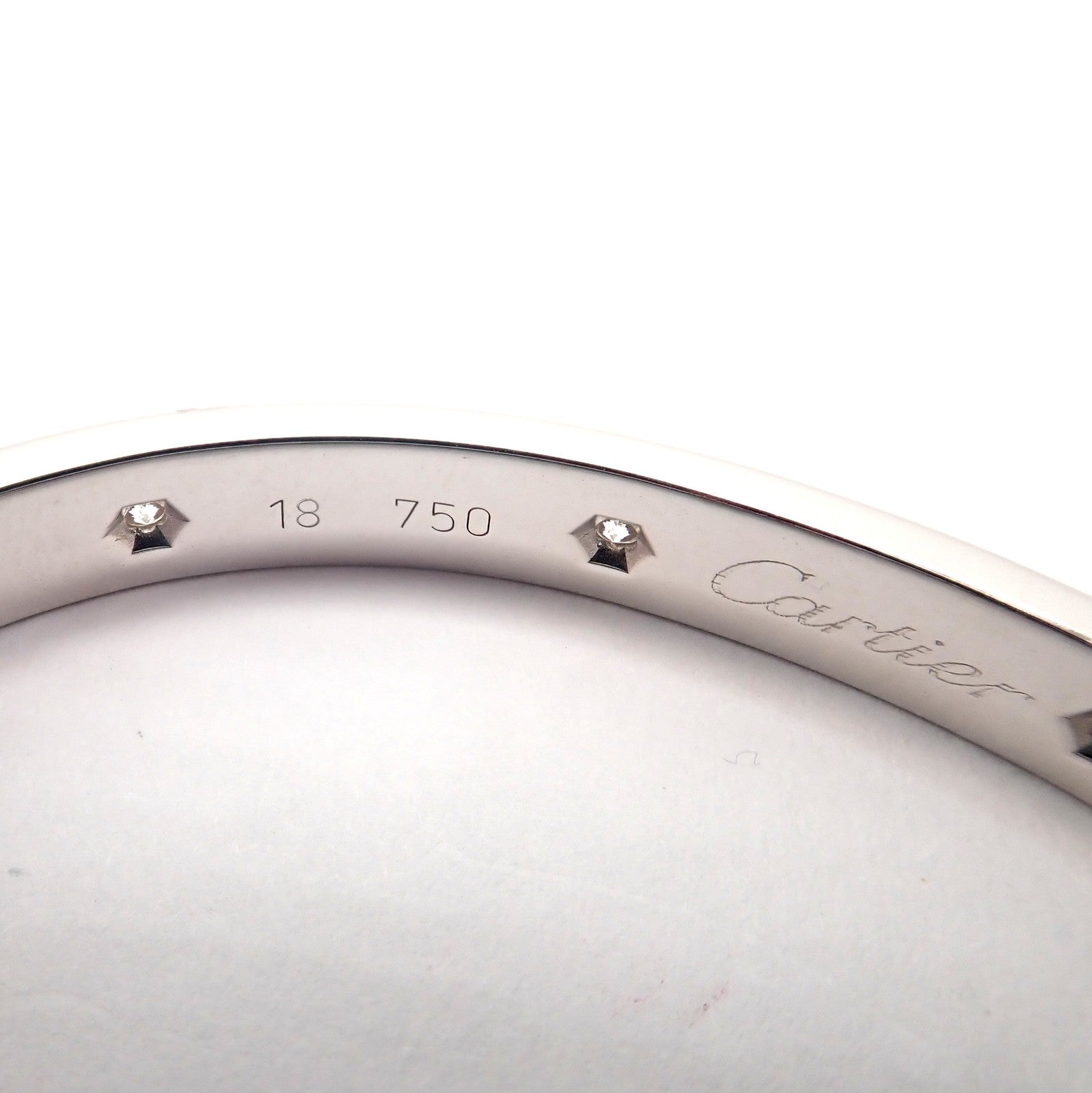 Cartier Jewelry & Watches:Fine Jewelry:Bracelets & Charms Authentic! Cartier Love 18k White Gold 10 Diamond Bangle Bracelet Sz 18 + Cert