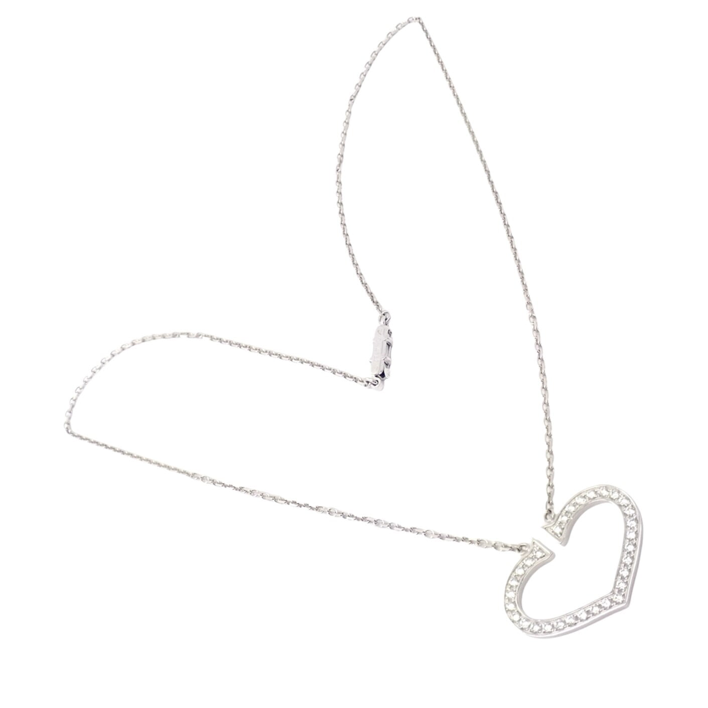 Cartier Jewelry & Watches:Fine Jewelry:Necklaces & Pendants Authentic! Cartier 18k White Gold Diamond Large C Heart Pendant Necklace