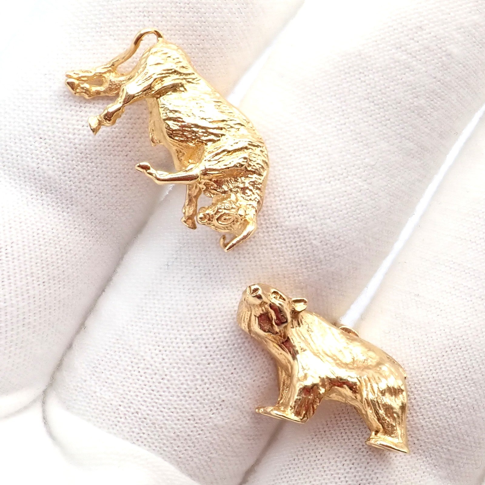 Tiffany & Co. Jewelry & Watches:Men's Jewelry:Cufflinks Rare! Vintage Tiffany & Co. 14k Yellow Gold Stock Market Bull Bear Cufflinks