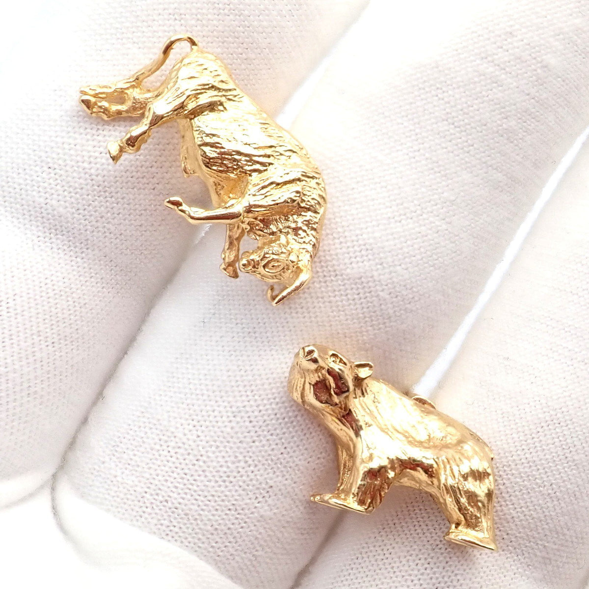 Tiffany & Co. Jewelry & Watches:Men's Jewelry:Cufflinks Rare! Vintage Tiffany & Co. 14k Yellow Gold Stock Market Bull Bear Cufflinks