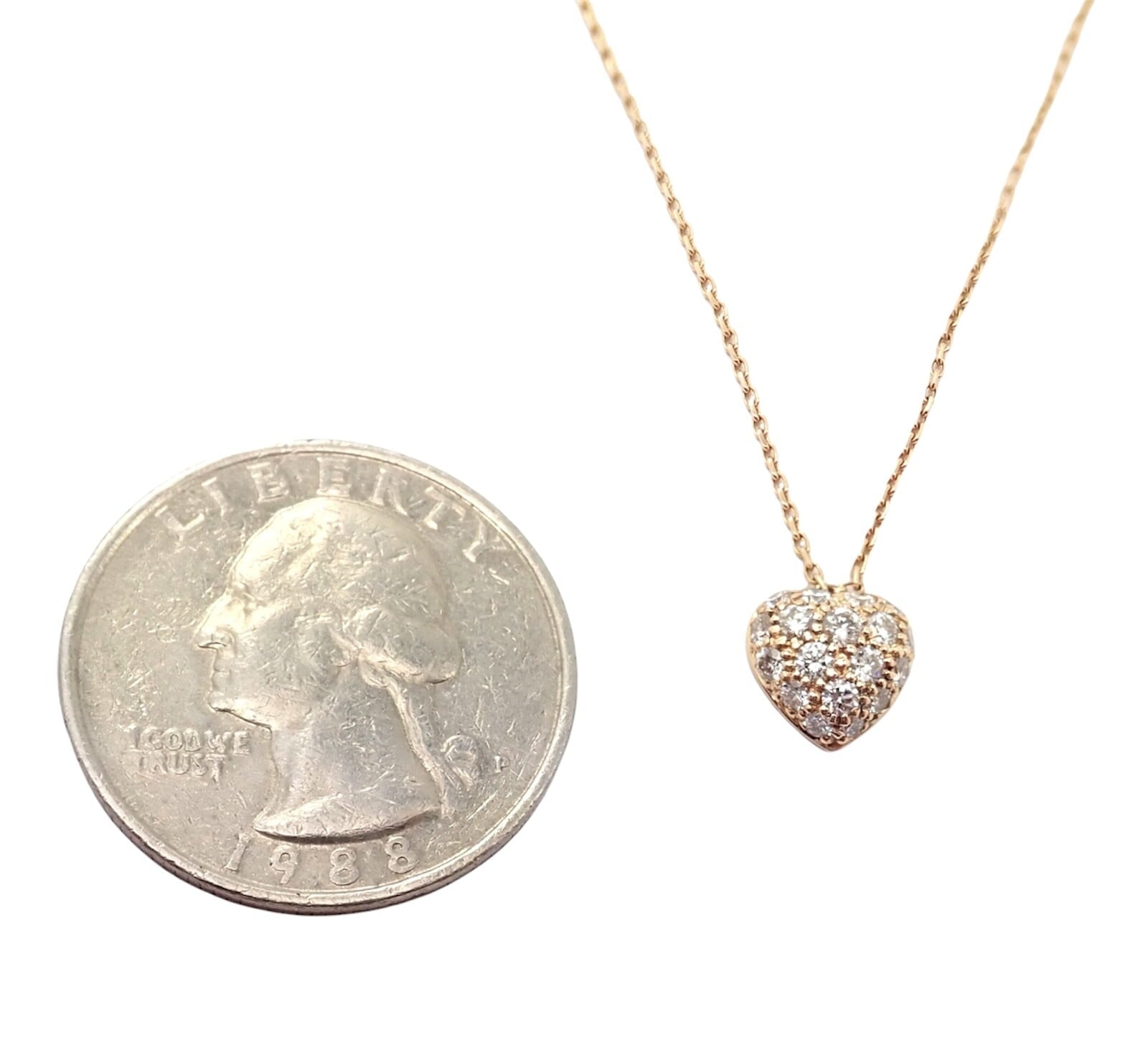 Cartier Jewelry & Watches:Fine Jewelry:Necklaces & Pendants Authentic! Cartier Small Heart 18k Rose Gold Pave Diamond Pendant Necklace