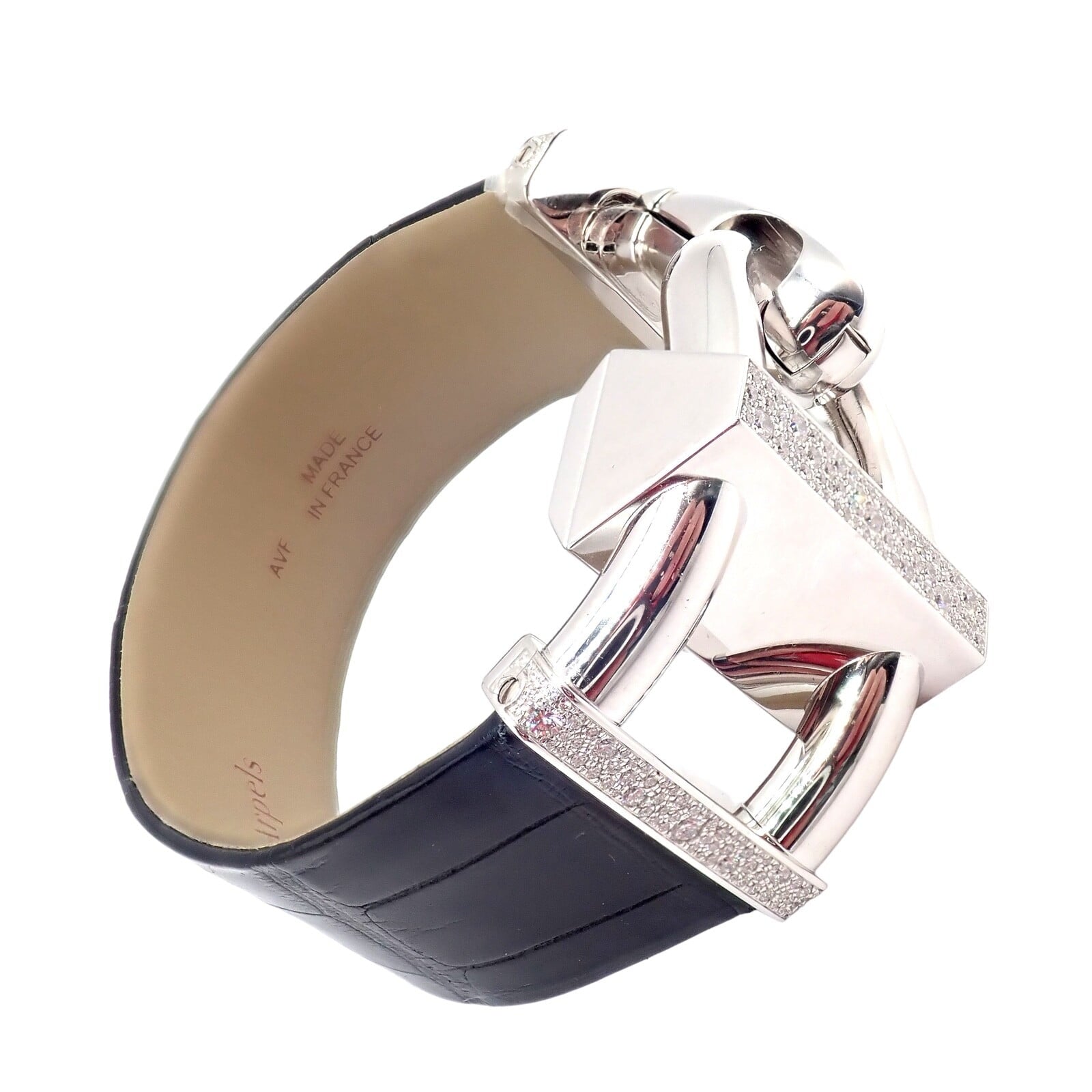 Van Cleef & Arpels Jewelry & Watches:Watches, Parts & Accessories:Watches:Wristwatches Authentic! Van Cleef & Arpels 18K White Gold Diamond Cadenas Alligator Watch