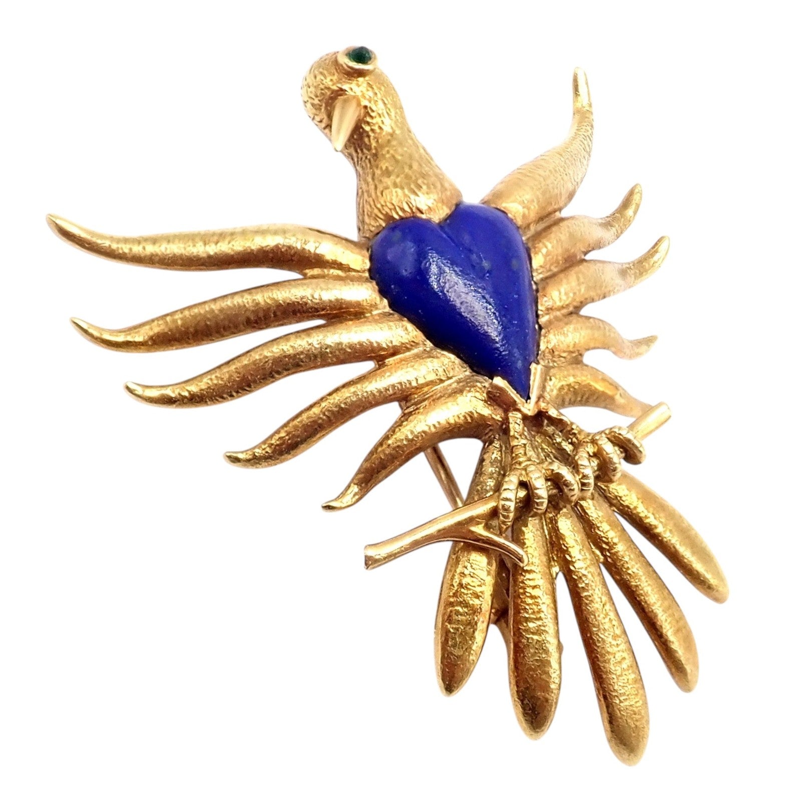 Rare! Tiffany & Co Schlumberger 18k Yellow Gold Lapis Phoenix Brooch Pin 1960's | Fortrove