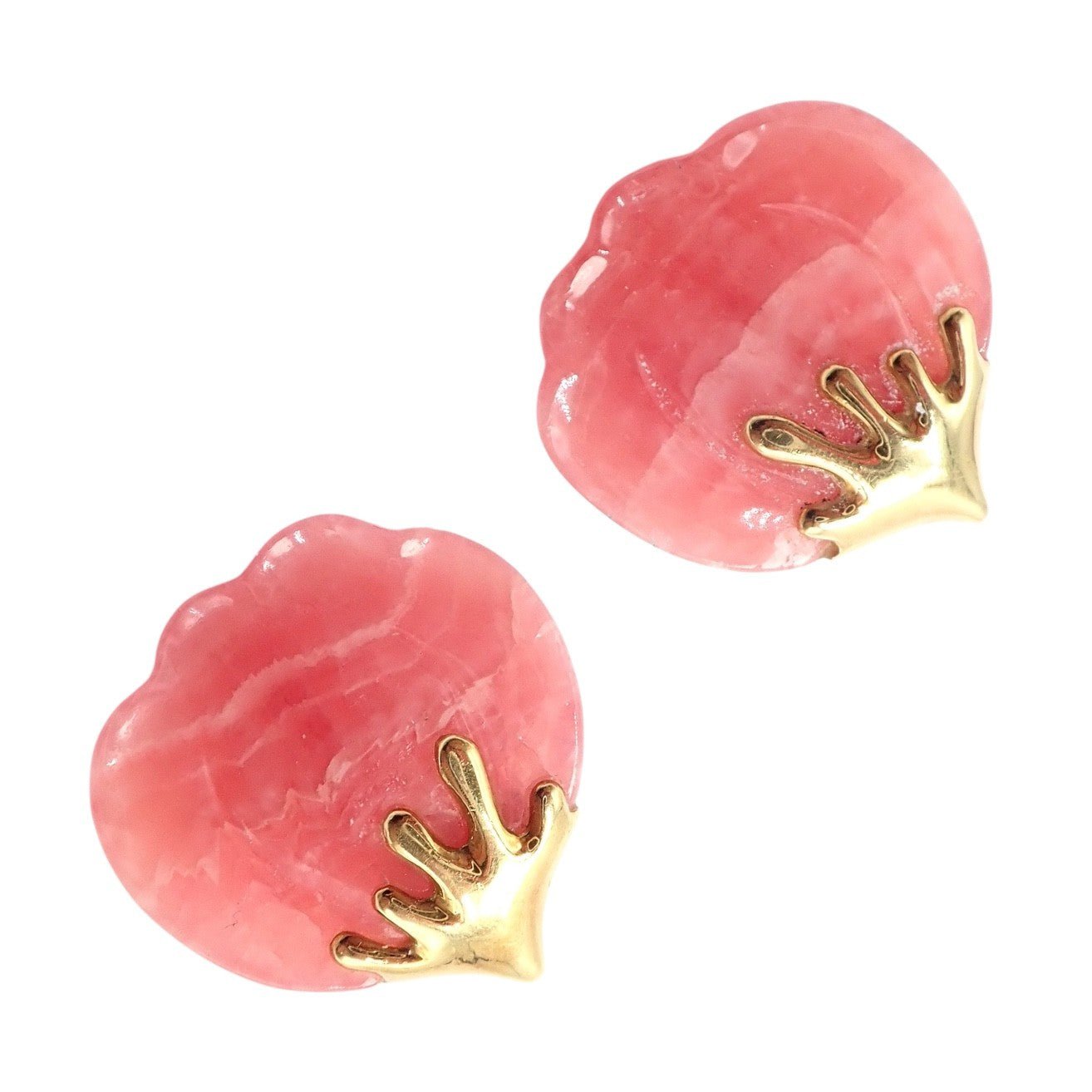Authentic Tiffany & Co Angela Cummings 18k Yellow Gold Pink Stone Petal Earrings | Fortrove