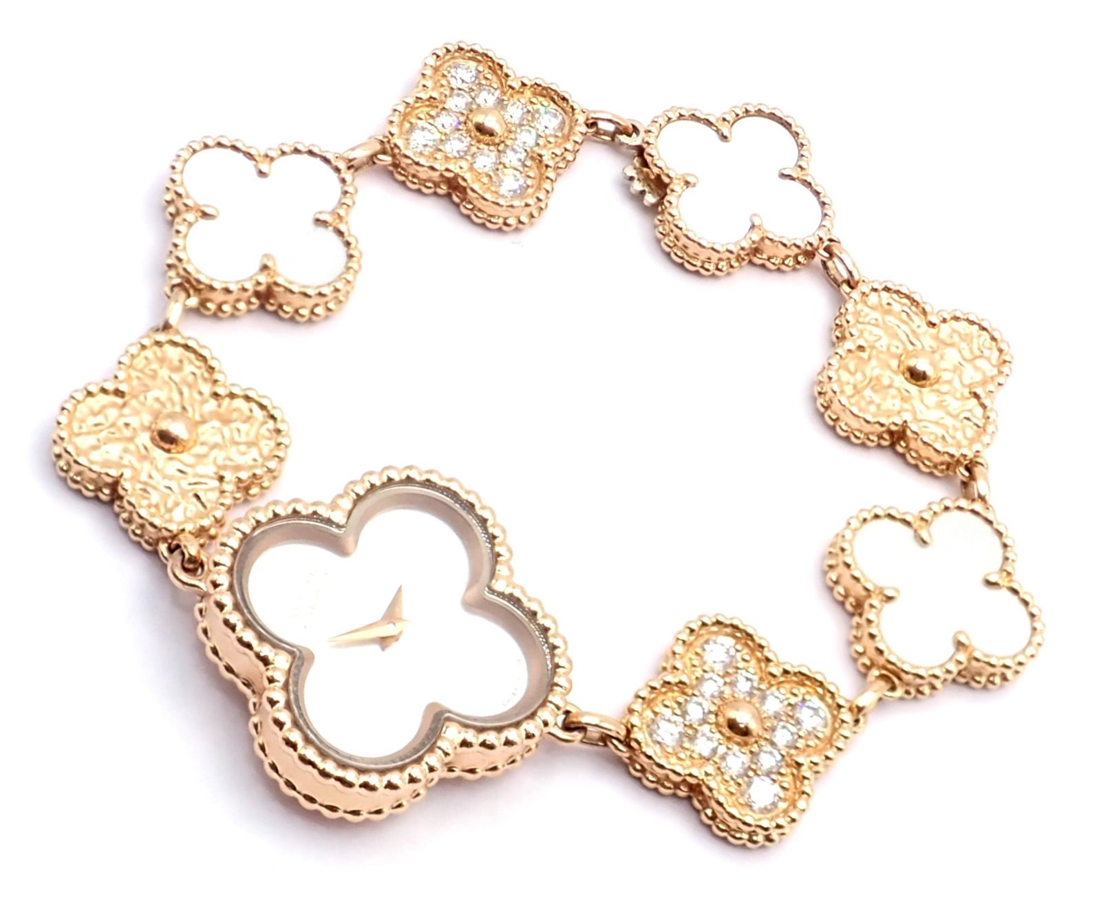 Van Cleef & Arpels Jewelry & Watches:Watches, Parts & Accessories:Watches:Wristwatches Authentic! Van Cleef & Arpels Vintage Diamond MOP Sweet Alhambra 18k Gold Watch