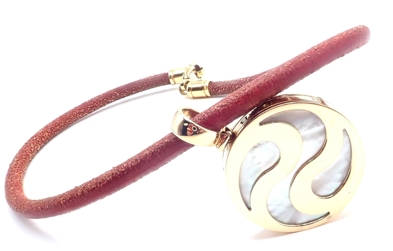 Bulgari Jewelry & Watches:Fine Jewelry:Necklaces & Pendants Bvlgari Bulgari Optical Illusion 18K Gold Steel Spinning MOP Pendant Necklace