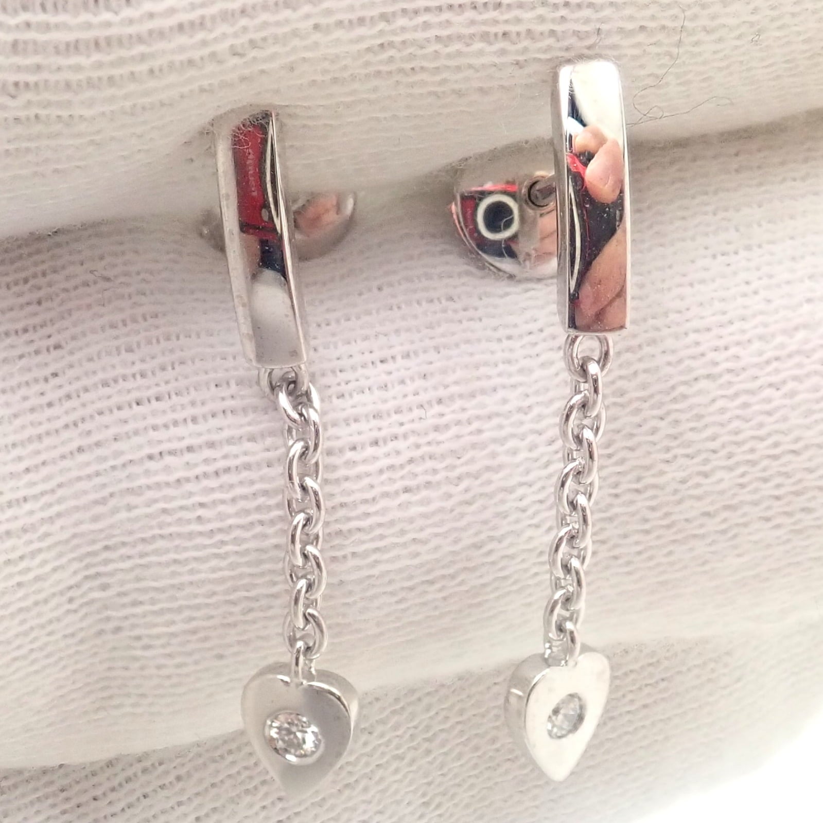 Cartier Jewelry & Watches:Fine Jewelry:Earrings Authentic! Cartier 18k White Gold Diamond Mon Amour Dangle Heart Earrings