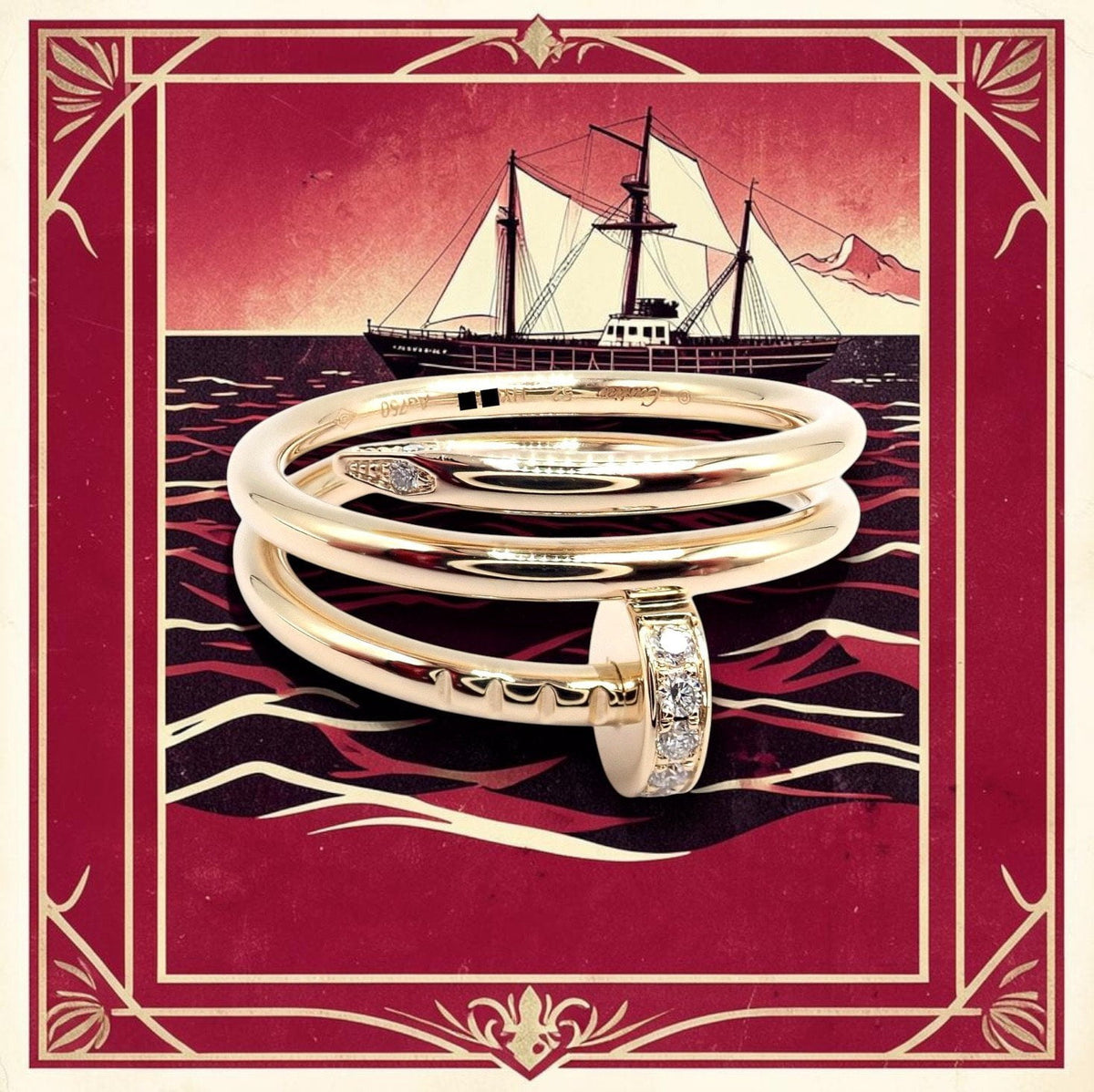 Cartier Jewelry & Watches:Fine Jewelry:Rings Authentic! Cartier Juste Un Clou 18k Yellow Gold Diamond Nail Band Ring 4.25